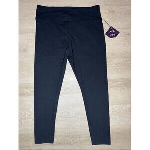 Ava & Viv Leggings Womens 1X Black Skinny Stretch High-Rise Yoga Tennis